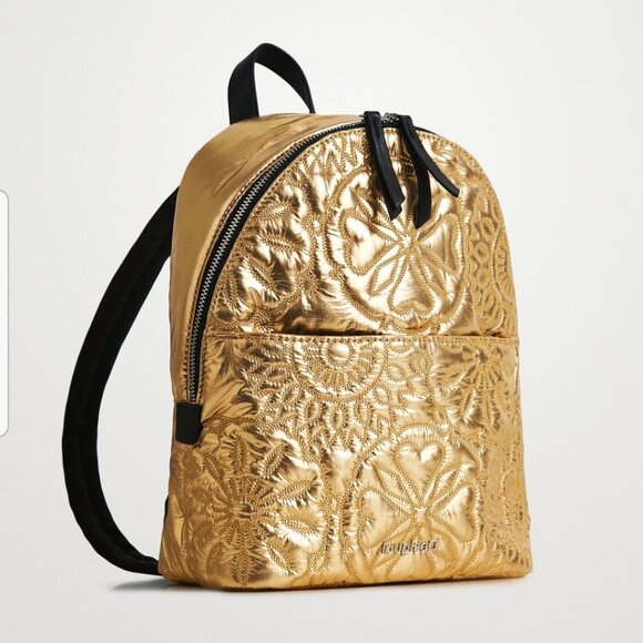 Desigual Handbags - Desigual Gold Floral Backpack